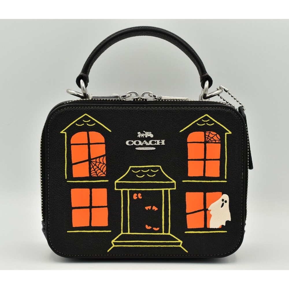 COACH Box Crossbody With Halloween Haunted House CM772 Black Multi MISSING STRAP - Picture 1 of 16